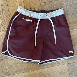 Burgundy Vuori Athletic Shorts with gray Trim